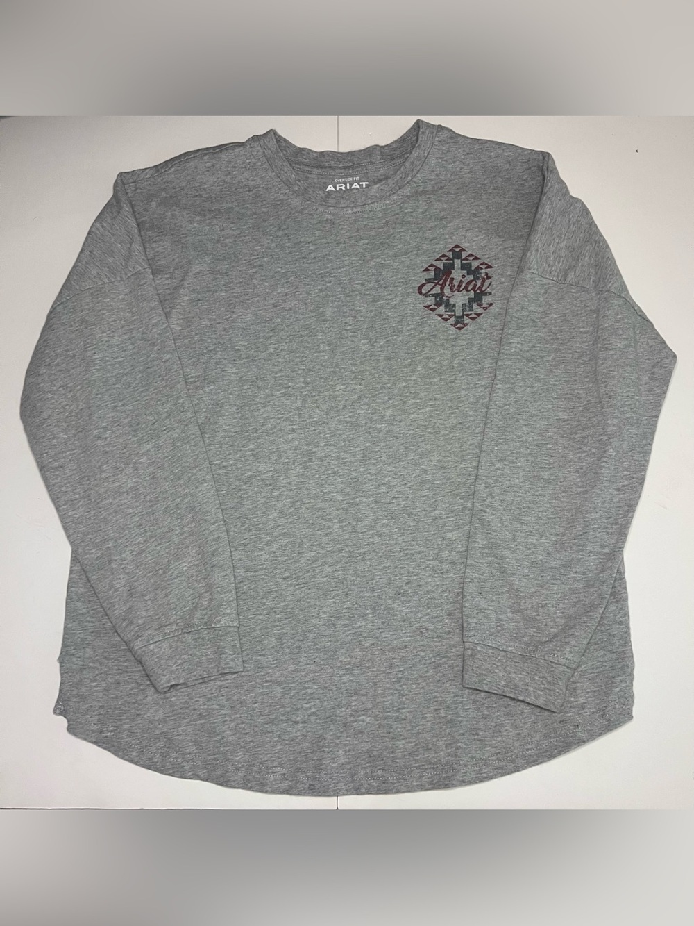Ariat Heather Gray Long Sleeve Crewneck with Chest Emblem